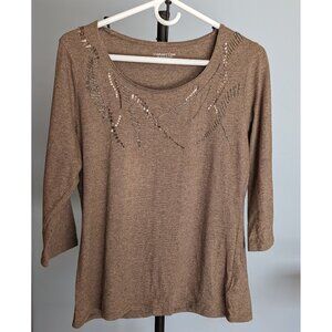 Coldwater Creek 3/4 sleeve sweater bead trim